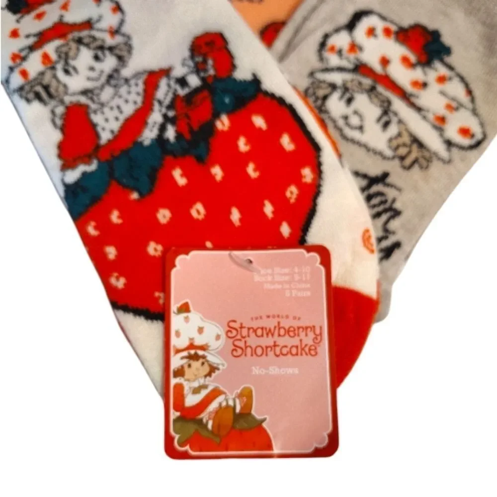 Strawberry Shortcake Colorful No Show‎ Printed Socks 5 Pairs NWT